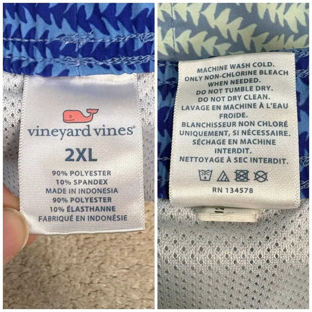 Vineyard Vines Men's Printed Chappy Trunks Wavy Tails 3-Color Stripe Size 2XL